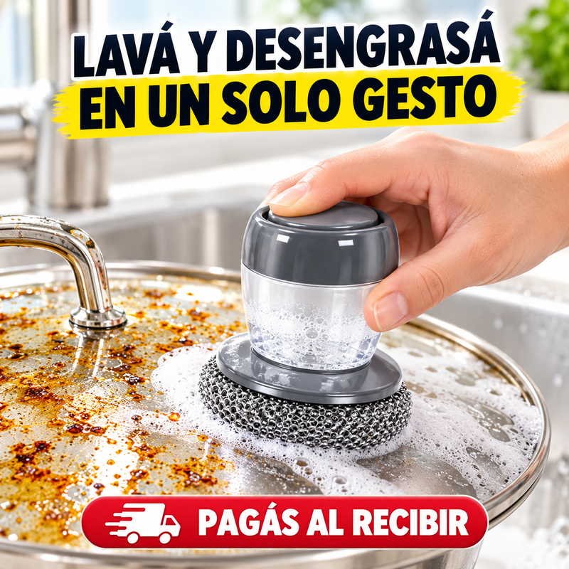 Cepillo Dosificador 3 en 1 para Ollas y Tapas