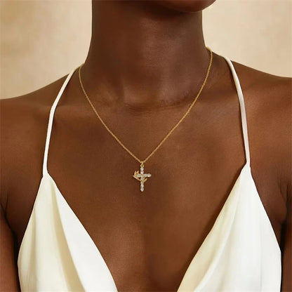 Collar cruz colgante giratorio