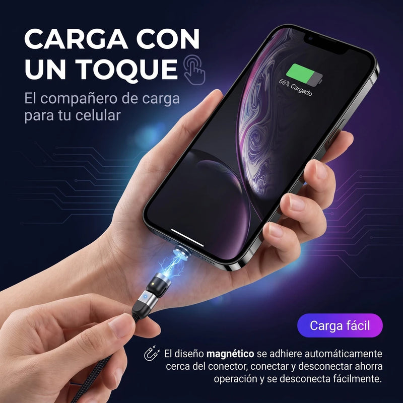 Cable Magnético Rotatorio de Carga Rápida