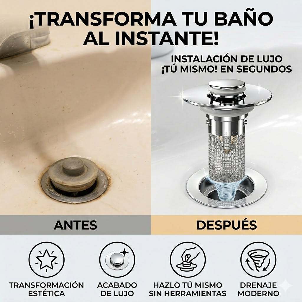 Desagüe de Lavabo Pop-Up con Filtro (2 Piezas)