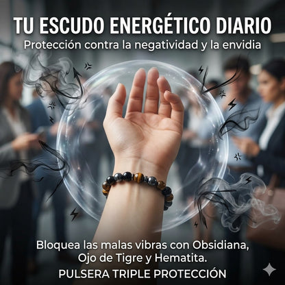 Pulsera de triple protección con piedras naturales