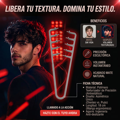 Peine de Textura y volumen de acabado profesional.
