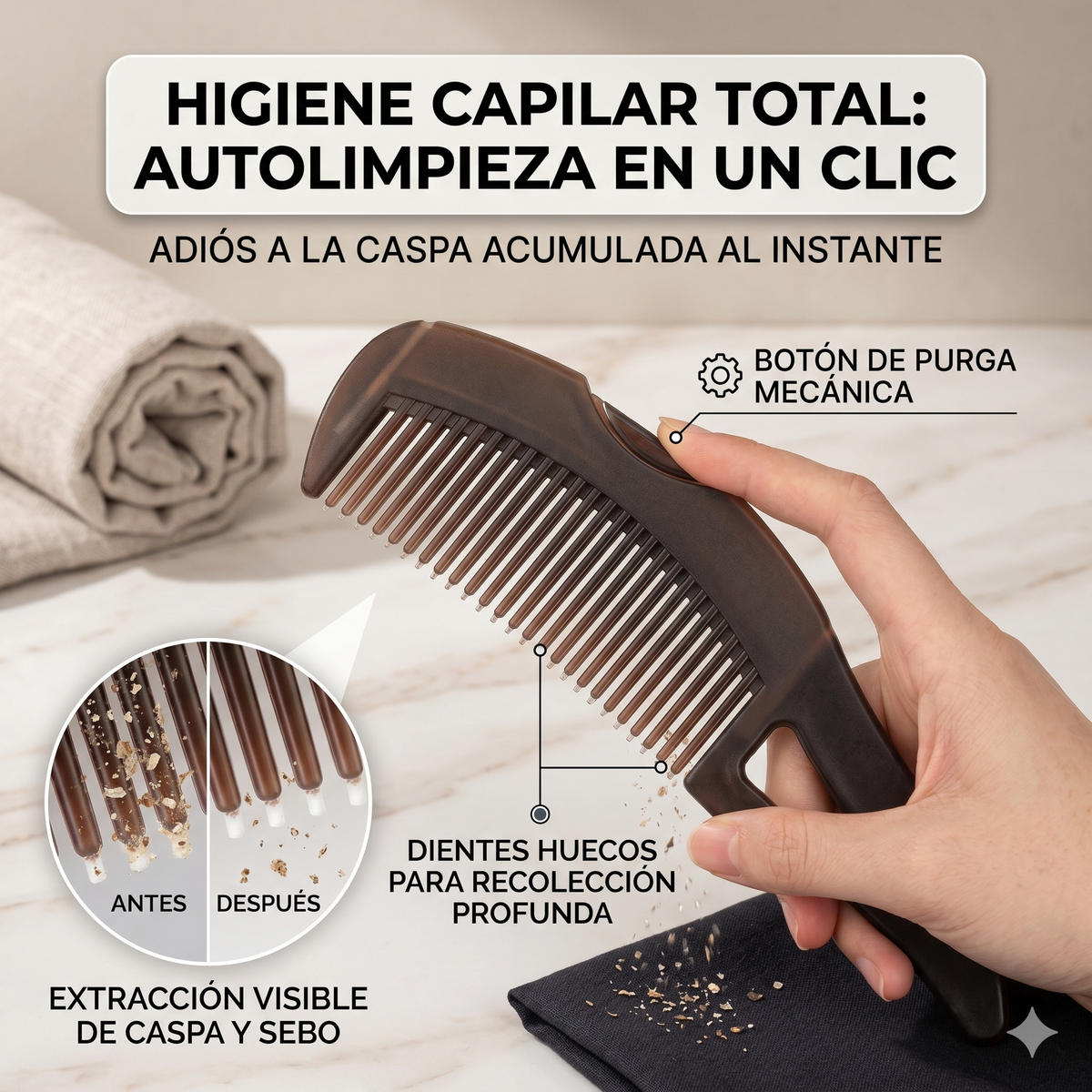 Peine Anticaspa Autolimpiante