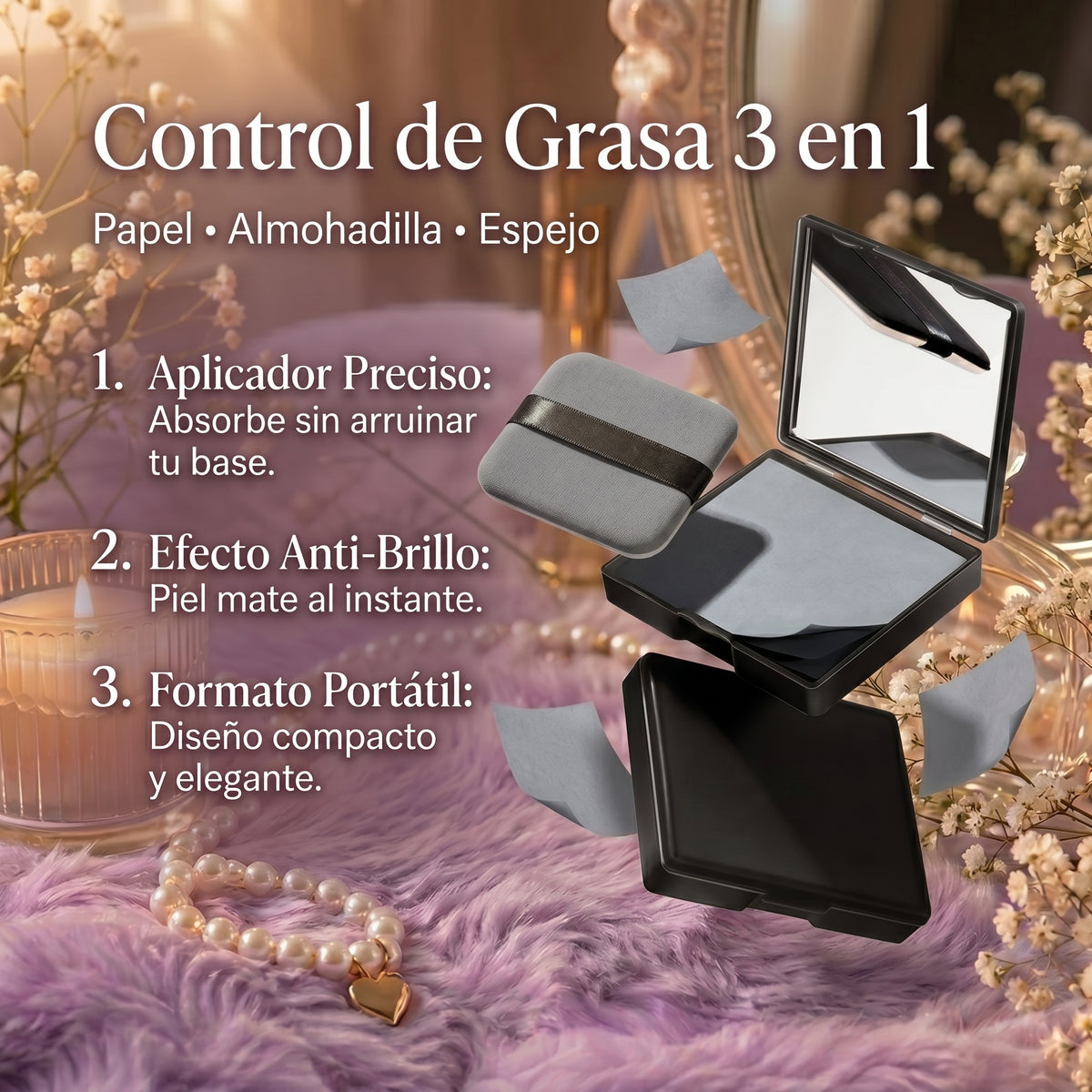 Papel Absorbente Facial con Espejo