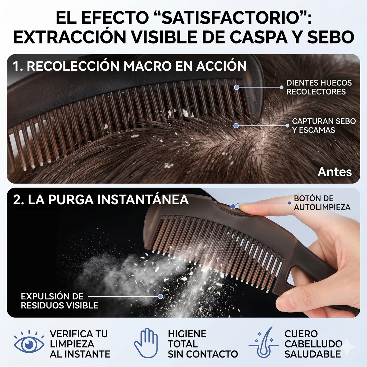Peine Anticaspa Autolimpiante