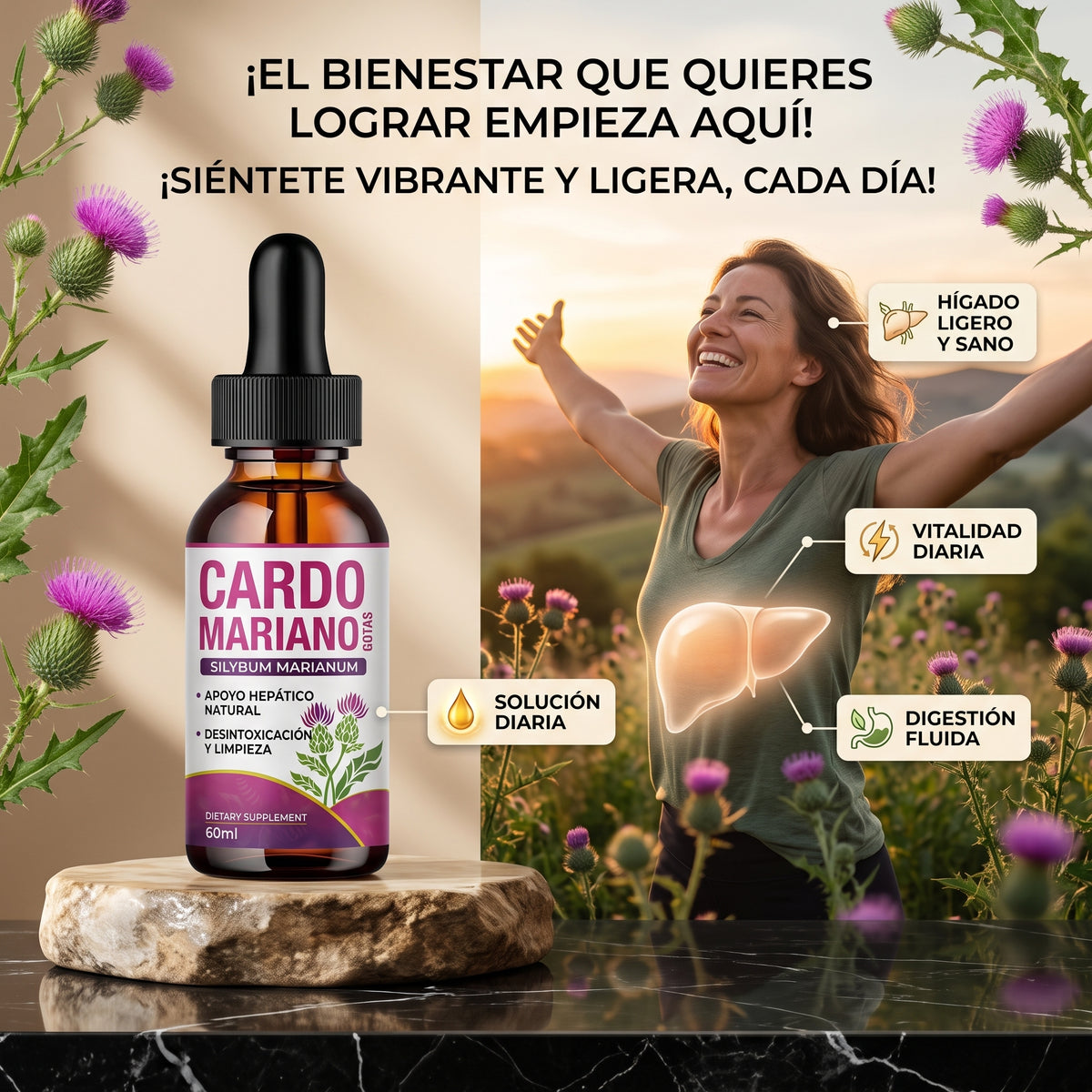Cardo Mariano y Limpieza Hepática en GOTAS