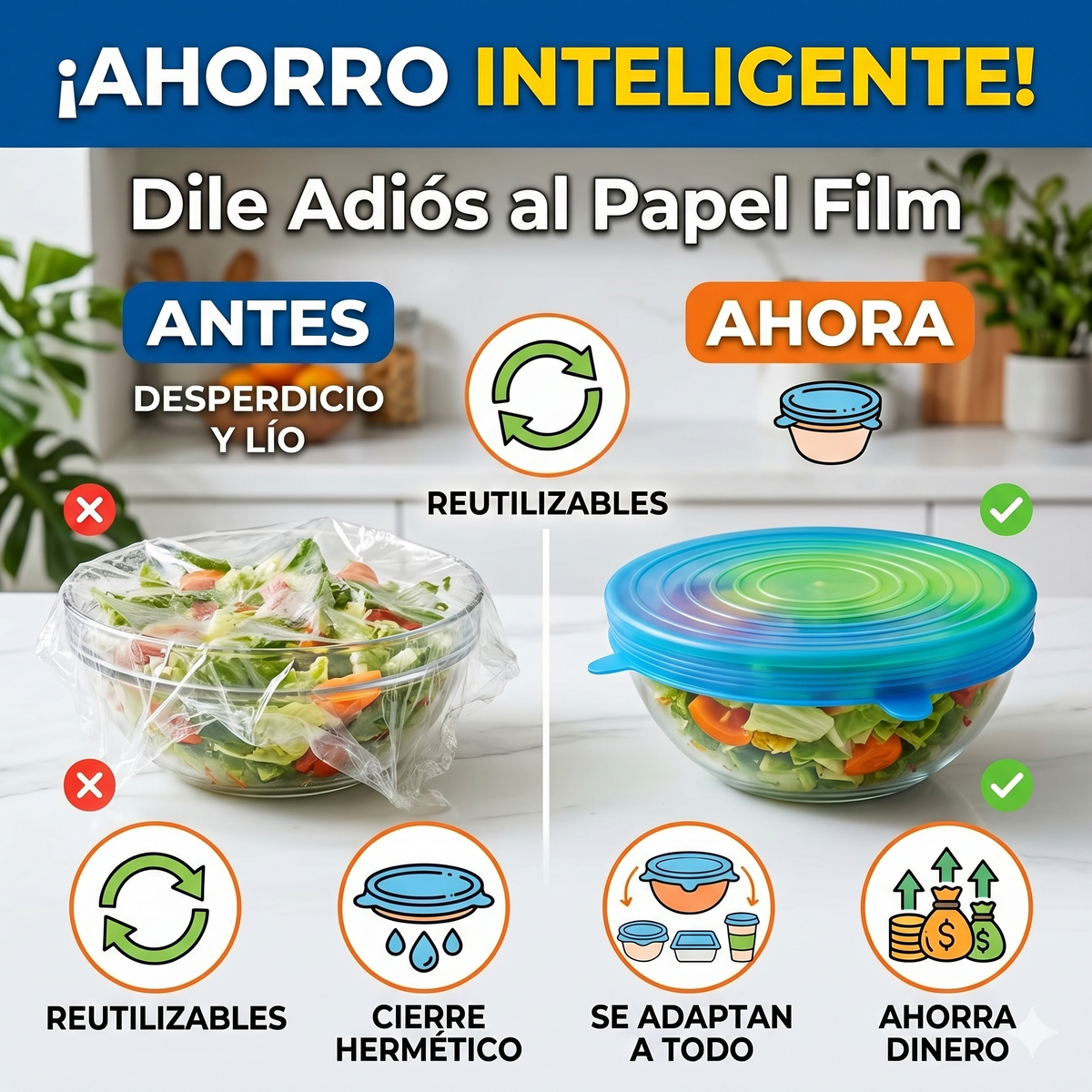 Tapas Elásticas de Silicona – 6 Tamaños
