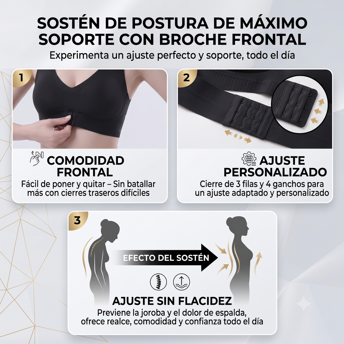 Sostén Corrector Postura NEGRO