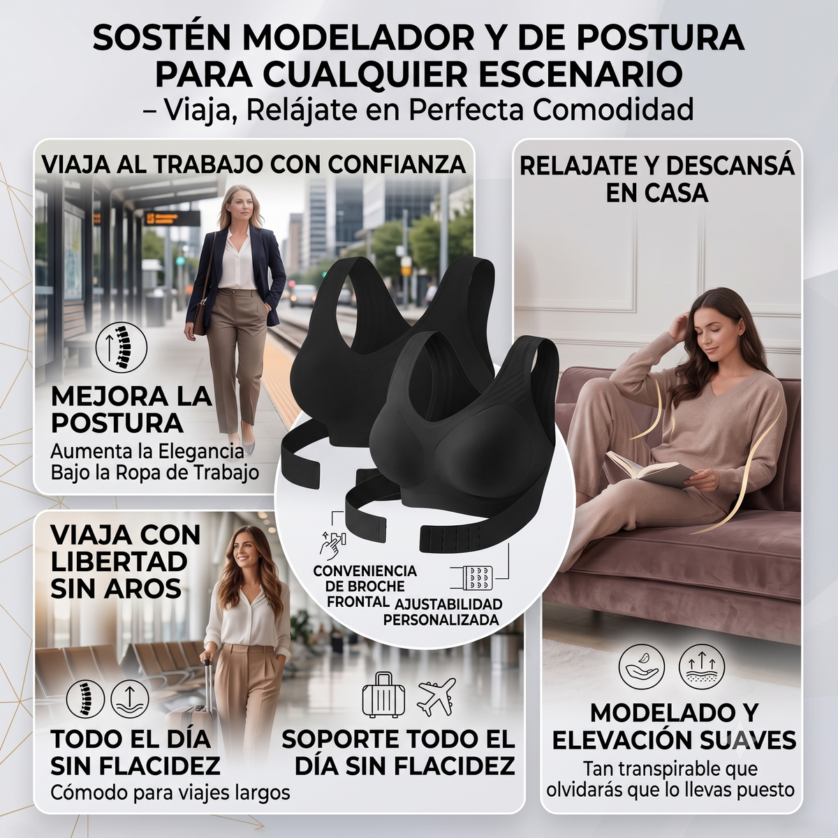 Sostén Corrector Postura NEGRO