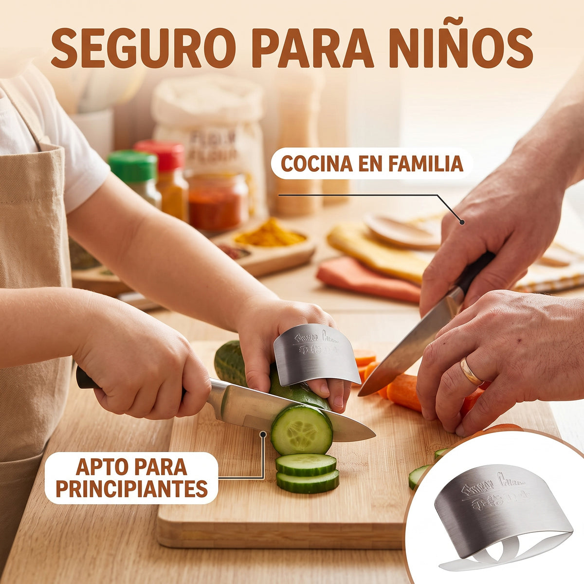 Protector de Dedos de Acero Inoxidable para Cocina
