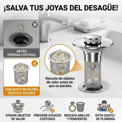 Desagüe de Lavabo Pop-Up con Filtro (2 Piezas)