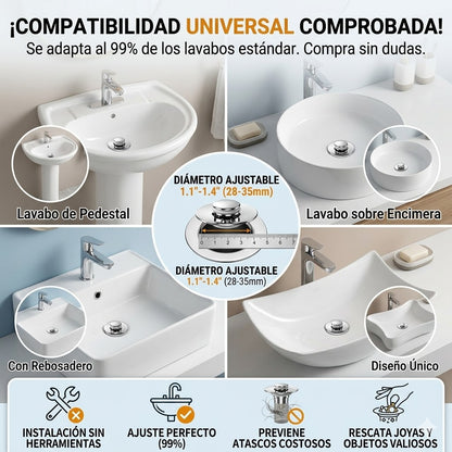 Desagüe de Lavabo Pop-Up con Filtro (2 Piezas)