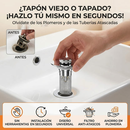 Desagüe de Lavabo Pop-Up con Filtro (2 Piezas)