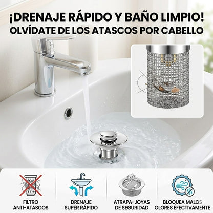 Desagüe de Lavabo Pop-Up con Filtro (2 Piezas)